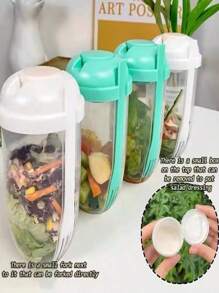 2/1 Pieza Taza portátil para ensalada con tapa y tenedor - Transparente, Recipiente mezclador de PP adecuado para ensaladas frescas, verduras y frutas - Adecuado para llevar el almuerzo y el desayuno, Mezclador de ensalada enlatada, Taza de avena con cuchara y tapa, Taza de leche y yogur bajo en grasa, Taza portátil para pérdida de peso adecuada para un estilo de vida saludable, Útiles escolares adecuados para mujeres, Útiles escolares de vuelta a la escuela, Botellas de agua, Exterior, Camping