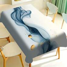 1 pieza Mantel de poliéster, diseño de patrón de pintura de nubes fluidas en color negro y dorado, mantel gris - perfecto para el hogar, la cocina, el restaurante, la fiesta, el festival, el regalo, la boda, la decoración de interiores y exteriores