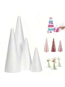 1pc Large Solid White Foam Cone, Art Craft DIY Holiday Supplies, Polystyrene (PS) Foam Christmas Tree, Birthday Scene Decoration, Event Props, Cone Accessory, Home Decor, Artificial Twinkle Christmas Tree Cone, Christmas Tree Cone, Christmas Decoration, New Year, Thanksgiving, Winter, Valentine's Day Handmade Gift