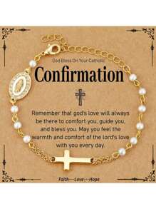 Catholic Gifts For Women, Virgin Mary Cross Charm Bracelet, Confirmation, First Communion Baptism, Christian Religious Jewelry, Gifts For Daughters Sisters Granddaughters