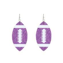 1 Pair Women's Fashion Football-Shaped PU Leather Dangle Earrings, Suitable For Sports Celebration And American Football Matches