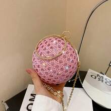 Sparkly Round Evening Purses For Women Shiny Diamonds Handbag Unusual Party Mini Small Bags Fashion Luxury Shoulder Bag Woman