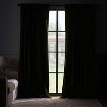4 Panels Velvet Curtains Blackout Thermal Insulated Rod Pocket Drapes For Bedroom Living Room , Super Soft Velvet Drapes For Bedroom Living Room Thermal Insulated Window Drapes Machine Washable - 莫斯格林 - 查看 7