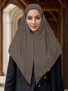 1 件女士穆斯林纯色头巾，伊斯兰祈祷头饰，适合日常佩戴 - 純色方便頭巾 - 查看 19