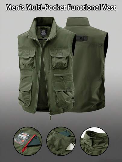 Herren Outdoor Lässig Weste mit vielen Taschen, Partnerlook, Herbst