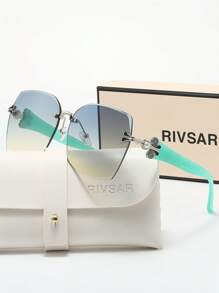 Óculos de Sol Quadrados sem Armação da Moda RIVSAR para Mulheres, Elegante Casual ao Ar Livre Chique para Festas, Viagens, Encontros, Acessórios de Joia Redonda Gatinho de Verão, Presente de Marca Premium para Feriados, Dia dos Namorados, Natal, Halloween