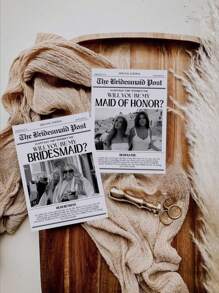 1pc- Customized Newspaper Bridesmaid Proposal Cards, Personalized Customized Photo Bridesmaid Proposal Cards, Bridesmaid Information Cards, You Are Willing To Be My Bridesmaid Card, Thank-You Cards, Bridesmaid Invitations, Create Your Own Card With Text Added, Customized Bridesmaid Commemorative Occasion Cards,Art Activities For Personal Items