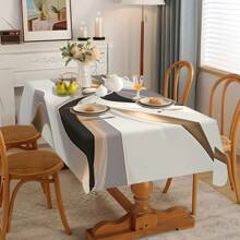 1 / 20 piezas Mantel moderno de lujo, mantel con diseño de rayas de múltiples colores, cubierta de mesa rectangular de poliéster, lavable a máquina, perfecto para decoración de primavera y verano, fiestas, cocina y uso al aire libre - regalo ideal para inauguración de casa y días festivos