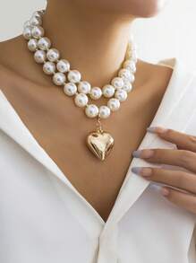 Set de 2 collares con colgante de corazón multicapa de estilo bohemio con cuentas, elegantes regalos de lujo para bodas, fiestas, mujeres y parejas