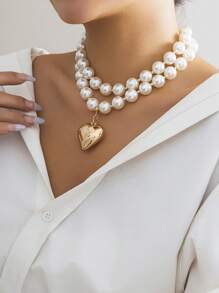 Set de 2 collares con colgante de corazón multicapa de estilo bohemio con cuentas, elegantes regalos de lujo para bodas, fiestas, mujeres y parejas
