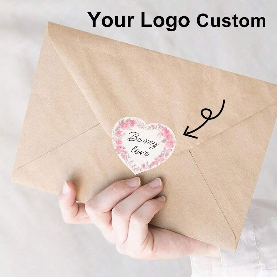 可定制的心形标志贴纸 - 采用优质耐用材料制成，表面光滑，非常适合婚礼、生日和日常使用。 - 彩色 - 查看 1