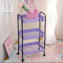 3-Tier Rolling Storage Cart - Large Capacity Durable Metal Kitchen, Bathroom & Dorm Organizer - Utility Rolling Cart Rack For Home - Multicolor - View 9