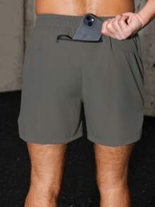 Pantalones cortos deportivos para hombres de secado rápido y elásticos con múltiples bolsillos para actividades al aire libre