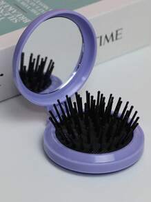 1 pieza Espejo plegable con peine de la serie Macaron, peine pequeño con cojín de aire y espejo de maquillaje, cepillo de masaje para cabeza con espejo estilo niña DIY, todo en uno, peine con cojín de aire minimalista Macaron, espejo portátil de unicolor con cepillo de masaje, peine plegable de color caramelo para mujeres, maquillaje, barato, decoración de habitación, tocador, viaje, dormitorio, accesorios de maquillaje, espejo, espejo de tocador, mini espejo, espejo compacto, espejo pequeño, espejo de mano