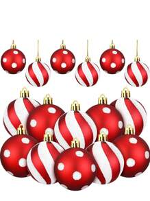 12/24 Stücke Weihnachtsbaumkugeln, limonengrün, rot und weiße Dekorationen, Punkte und Streifen, Weihnachtsschmuck, Minzbömbchen, Zuckerstangen, Weihnachtsdekorationen, Baumhäuser