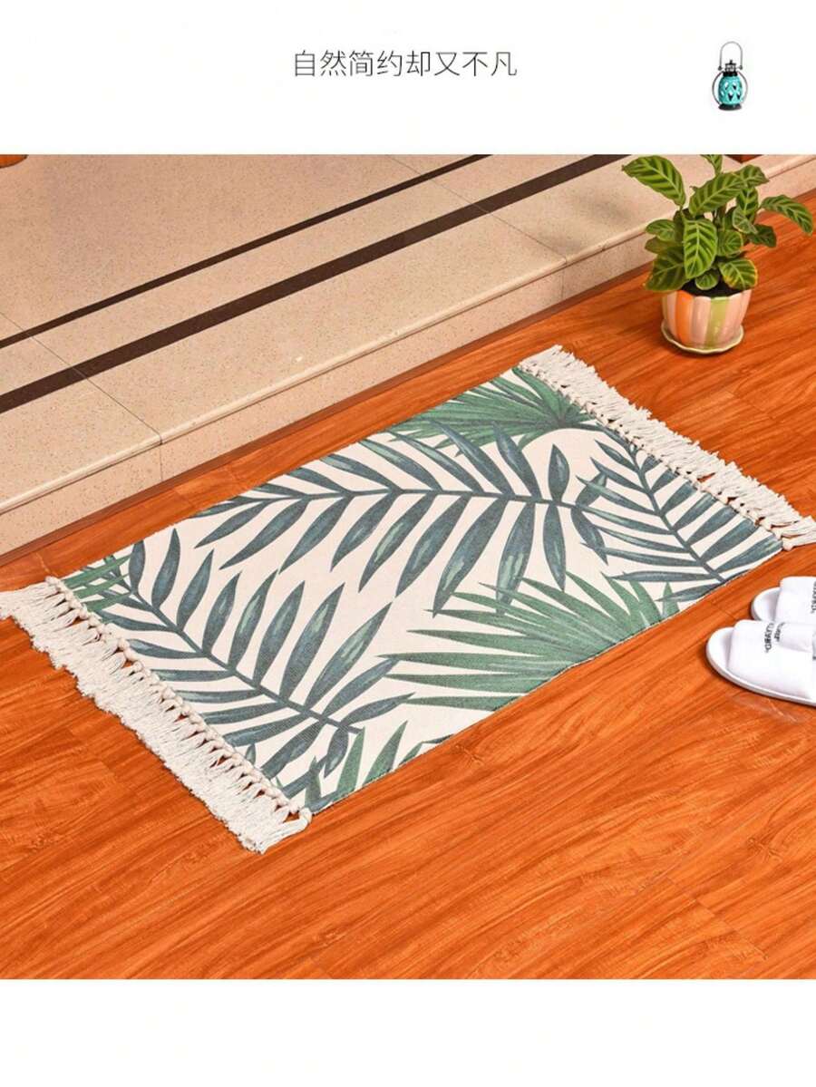 1PCSCotton Yarn Woven Floor Mat Digital Printing Handmade Knotting Fringe Floor Mat Carpet For Home Entrance Mat