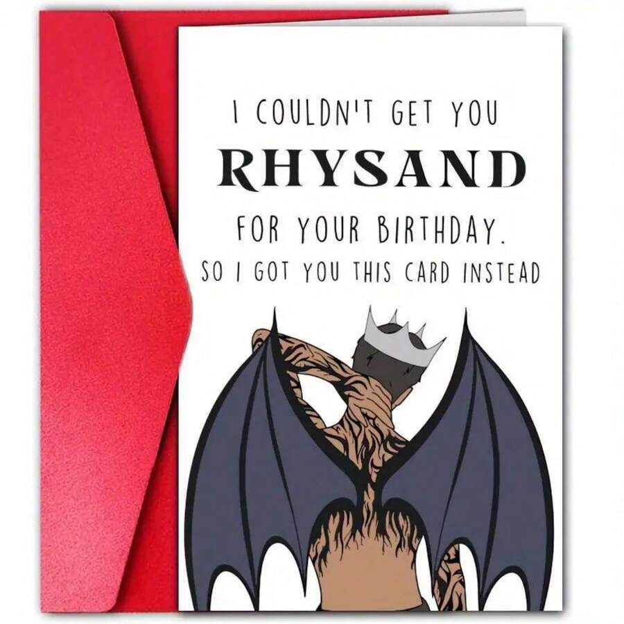 1pc Funny Rhysand Birthday Card - "I Got You This Card Instead" Humorous Design With Crowned Bat Illustration, Perfect For Men & Women, Family & Friends, Unique Birthday Gift For Rhysand Fans, Birthday Card Christmas Decorations Home Christmas Gifts Christmas Decor
