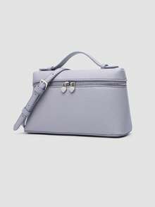 1pc Women Solid Color Litchi Embossed PU Leather Square Crossbody Bag, Fashionable Daily Use Shoulder Bag