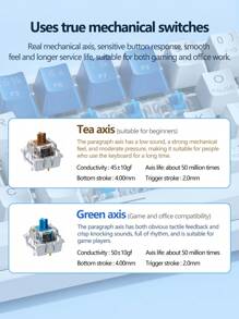 AULA F3361 Mini Keyboard, 61-Key Layout, Wired Connection, Cool Backlight Effect, True Mechanical Axis, Ergonomics, Plug And Play, Suitable For Office Computers And Notebooks, Highly Attractive Color Matching Keyboard For Girls