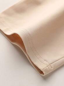 少女蜘蛛和标语图案短袖T恤夏季 - 杏色 - 查看 4