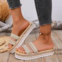 Sandalias planas decoradas con rhinestones 2025, con Top de malla transpirable para mujeres