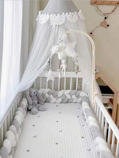 1 pièce Pare-chocs de berceau tressé à 4 brins multicolore décoratif, Pare-chocs de berceau bébé tricoté matelassé, Pare-chocs de berceau bébé tricoté à la main en câble, Garde-rail épais et doux, Protection anti-collision douce pour bébé et tout-petit, Protection anti-choc, Épais et coussin haut, Convient pour berceau, table à langer, poussette, lit de bébé