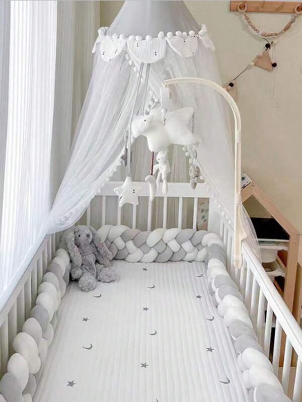 1 Stück Multi-Farben 4-Strang geflochtener Kinderbett-Stoßschutz, dekorativer Baby-Bett-Umrandung, Baby-Kinderbett gestrickter und gepolsterter Reling-Schutz, Baby-Kinderbett handgestrickter Kabel-Strick Stoßschutz-Pad, weicher und dicker Sicherheitsreling-Schutz, Neugeborenen und Kleinkind Antikolisions-Weichpolster für Kinderbett, stoßfeste Kollisionsschützung, dicke und hochpolstrige Umrandung, geeignet für Babywiege, Wickeltisch, Kinderwagen, Kinderbett