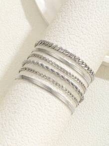 6pcs/Set Punk Style Minimalist Chain Bracelet For Girls For Daily Wear