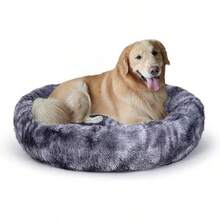 Oval Calming Donut Cuddler Dog Bed,Shag Faux Fur Cat Bed  Round Pillow Pet Bedfor Small Medium Dogs - Grey2021 - 查看 8
