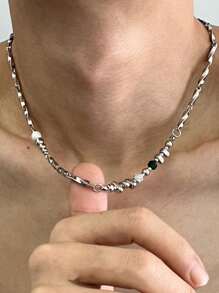 1 Stück Titanstahl Splicing unregelmäßige Schlüsselbein Kette im klassischen Hip-Hop Stil, geeignet für Herren und Damen als vielseitiges hochwertiges Accessoire für den Alltag
