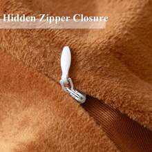 DIvellow Velvet Duvet Cover Queen Set Sage Green Comforter Cover 3Pcs Ultra Soft Cover Breathable Solid Luxury Flannel Velour Duvet Cover Zipper Closure Corner Tie - Brown Orange - 查看 6