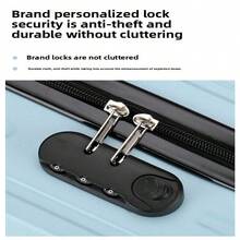 2pcs Minimalist Solid Color Luggage Case Set, Hard Shell Zipper Trolley Case With Square Small Makeup Handbag For Travel Use - White - View 6