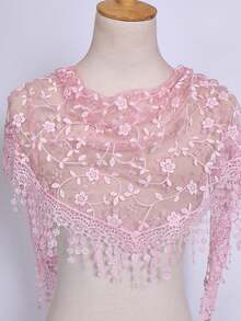 1件女士碎花蕾丝边领巾,适合春夏婚礼、派对、外出就餐等场合,带流苏,可作面纱,适合秋季婚礼、女士服装、情人节配饰。 - 純色 - 查看 21