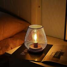1PC Metal (Iron) Cage Table Lamp, Battery Powered (Batteries Not Included), LED Edison Style Bulb For Bedroom, Home, Wedding, Party, Patio, Indoor, Outdoor, Valentine's Day Ambiance Decoration Table Lamp, Novelty Night Lights