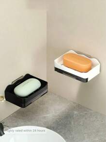 1pc Non-Perforated Soap Rack, Bathroom Storage Rack, Bathroom Tray