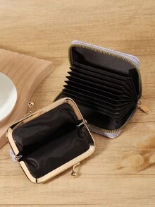 Ví nữ da PU ngắn có khóa kéo & móc khóa Túi đựng tiền dung tích lớn đa năng cho nữ, đựng thẻ xu, nhẹ, thời trang hiện đại, khóa kéo công sở, thẻ tín dụng, trang phục thường ngày cho nhà giáo, quà tặng cho giáo viên, kỷ niệm, sinh nhật, dành cho phụ nữ, dành cho nữ, nhân viên văn phòng - Màu tím - Xem 5