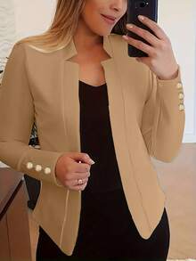 Women's Fashionable Casual Solid Color Long Sleeve Button Up Jacket