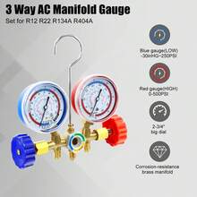 3-Way AC Manifold Diagnostic Gauge Set For R134a R404a, With 3 Feet Charging Hoses, Quick Coupler Adapter For Refrigerant Testing - Gold - View 5