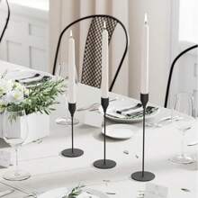 3pcs/30pcs Set Cone Candle Holders, Black, Silver, Rose Gold, Gold Metal Candle Stands Suitable For Weddings, Parties, Fit Candles & LED Candles 1.91cm Thick Home Decor Halloween Decor Fall Decor Room Decor