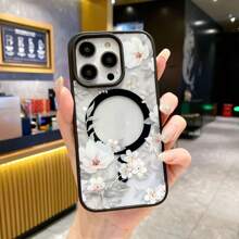 Elegant And Creative Full Screen Floral Printed Phone Case Suitable For IP 16 15 Pro Max 14 13PRO 12PRO 12 11 11 Pro 14 Pro Max 15 Pro 16 Plus 13 13 Pro Max XR XS MAX 16 Pro Max All Inclusive Phone Case With Magnetic Ring