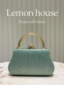 1pc Mint Green Glitter Elegant Handbag, Fashionable Clutch Purse Suitable For Evening Party, Wedding, Cocktail, Ideal Gift For Women - Mint Green - View 1