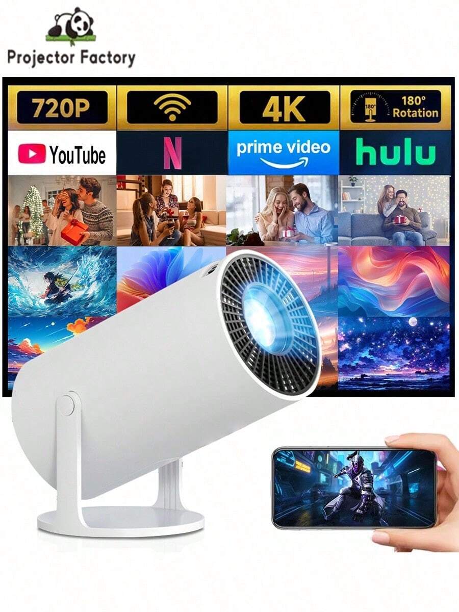 LIPETY 4K HD Wireless Portable Projector ,Projector With WIFI6 And Bluetooth, 4K 1080P Support With Android TV 11.0, Mini Portable Projector 180° Rotatable Movie Projector ,Auto Keystone Compatible For Laptop, PC, Smartphone