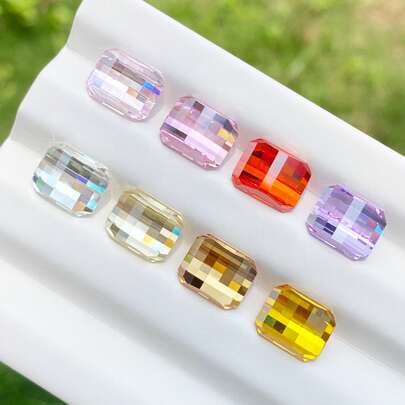 1 Stück 100% kubischer Zirkonia Edelstein mit 8mm x 10mm quadratischem Pixel-Schliff für Charms, fortgeschrittenes Schmuckherstellungsmaterial DIY