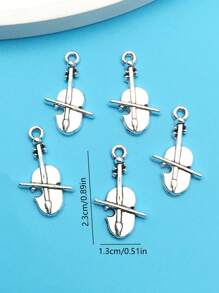 Mix 10/20/30 Pieces Of Alloy Antique Silvery Violin Series Pendant Accessories, Suitable For DIY Necklace, Earring, Keychain Jewelry Making Fashion Accessories.