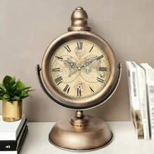 European Style Retro Iron Painted Desk Clock, Home Decor For Living Room Bedroom, Hanging Wall Clock, Tabletop Antique Style Silent Non-Ticking Decorative Clock Room Decor Digital Clock Alarm Clock Bedroom Decor Dormitory Decor Back To School School Decor School Surprise School Supplies