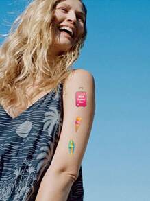 10 Peças Adesivos de Tatuagem Temporária Havaiana À Prova d'Água, Adequados para Decoração de Festa de Praia no Verão