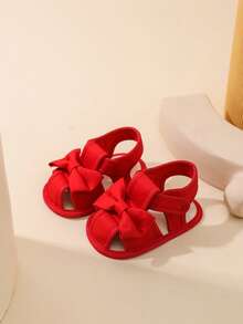 Infant Sandals With Bowknot, Adhesive Therapy, Soft Sole Toddler First Walking Shoes, 0-1 Years Old