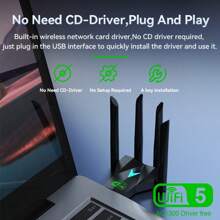 KZ Dual-Band 2.4G 5.8Ghz USB 3.0 High-Speed WIFI USB Network Card Adapter Wireless USB 1300Mbps WiFi Adapter With 4 Antennas ,Wireless WiFi Receiver Suitable For Desktop Laptop Wireless Network Card No Driver Required Strong Signal Multi-Point Connection Support Windows XP/Windows7/8/8.1/10/11