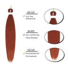 Ombre Pre Stretched Braiding Hair 30 Inch 8 Packs Synthetic Crochet Braids Hot Water Setting Professional Soft Texture Synthetic Hair Extensions 30 Inch 1B 27 - 350(Dark Ginger) - View 4