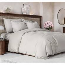Cover Queen Size Set - Extra Soft Queen Size Duvet Cover 90 X 90 With 2 Pillow Shams - Hotel Luxury Easy Care And Fade Free W/ Zipper Closures & Ties - Breathable Bedding Set (Light Sage Green) - 04 - 法國灰(無被子) - 查看 8